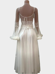فستان نوم أبيض شيفون - ASTKNAN