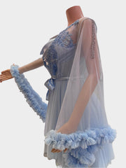 فستان نوم فاخر بلون لبني فاتح - ASTKNAN