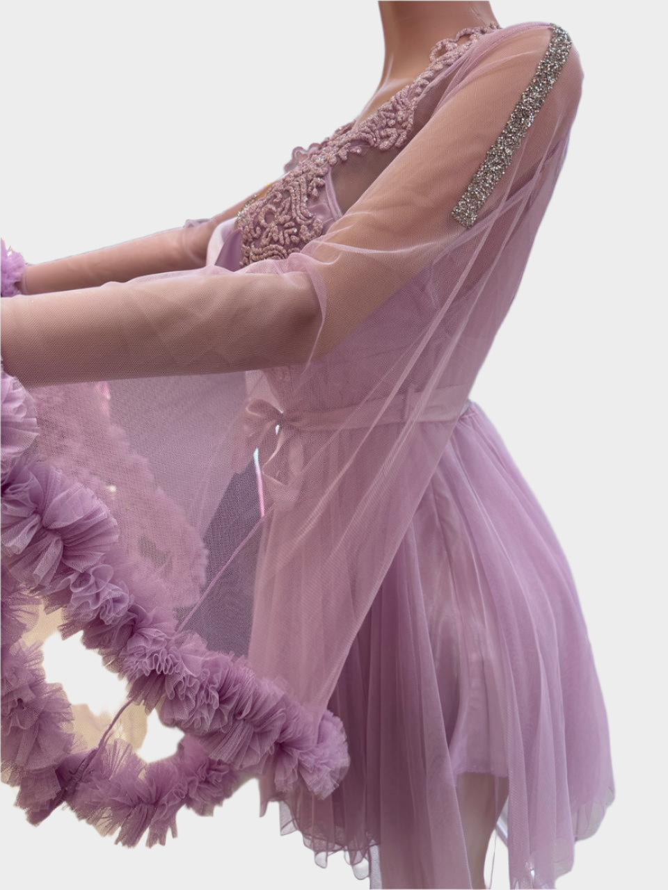 فستان نوم فاخر بلون الموف فاتح - ASTKNAN