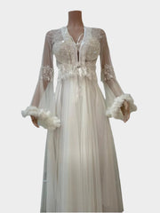 فستان نوم أبيض شيفون - ASTKNAN