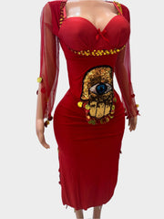 فستان خميسة الأحمر الفاخر - ASTKNAN